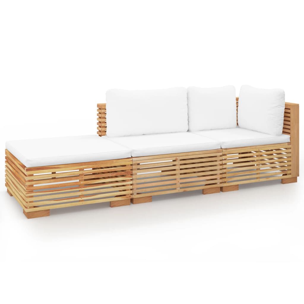 vidaXL 3 Piece Garden Lounge Set with Cushions Solid Wood Teak