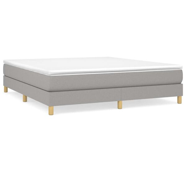 vidaXL Bed Frame without Mattress Light Grey King Fabric (US Only)