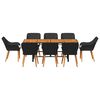 vidaXL Garden Dining Set 9 pcs Black and brown Poly Rattan