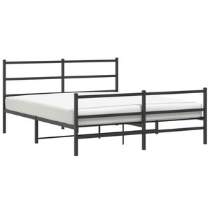 vidaXL Metal Bed Frame without Mattress with Footboard&nbsp;Black 150x200cm