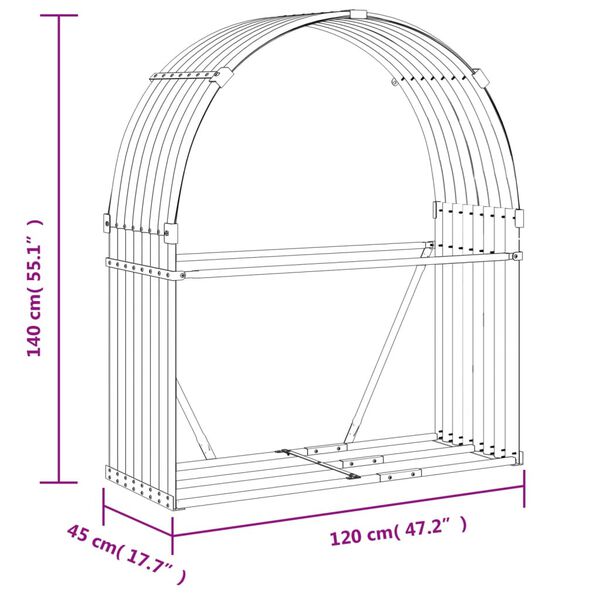 vidaXL Log Holder Anthracite 120x45x140 cm Galvanised Steel