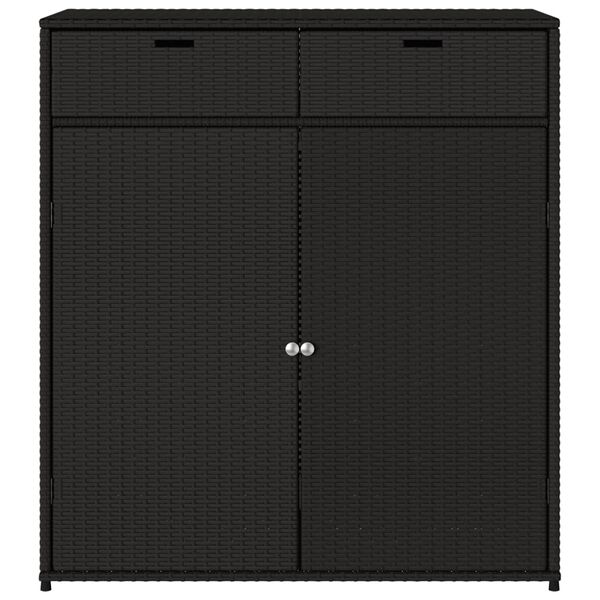 vidaXL Garden Storage Cabinet Black 105x55x113 cm Poly Rattan