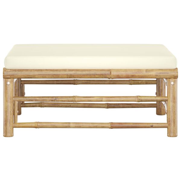 vidaXL Garden Footrest with Cream White Cushion Bamboo