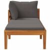 vidaXL Sun Lounger with 1 Armrest Dark Grey Solid Acacia Wood