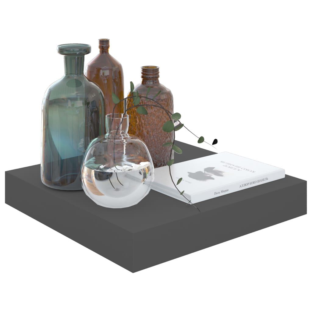 vidaXL Floating Wall Shelf High Gloss Grey 23x23.5x3.8 cm MDF