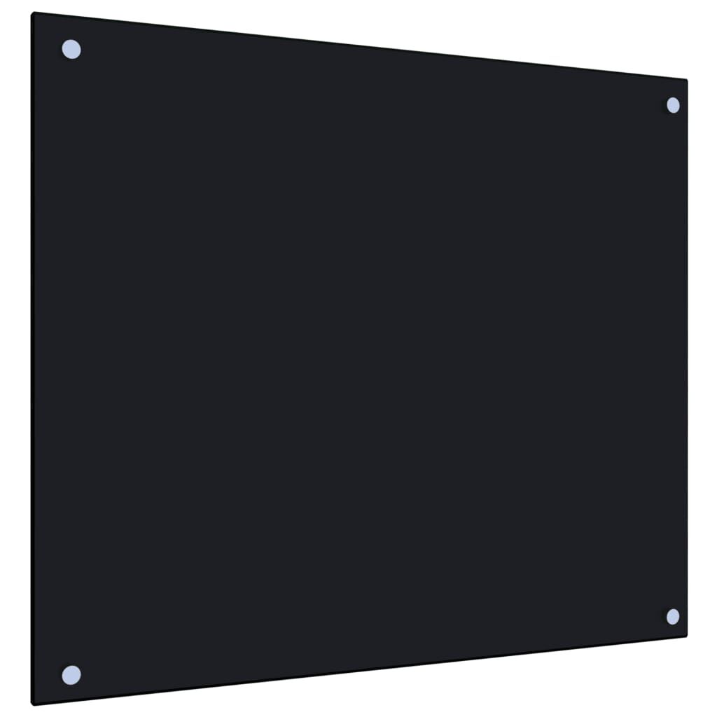 vidaXL Kitchen Backsplash Black 70 x 60 cm Tempered Glass