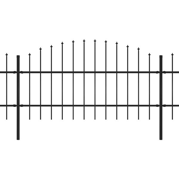 vidaXL Garden Fence with Spear Top Steel 359x100 cm Black