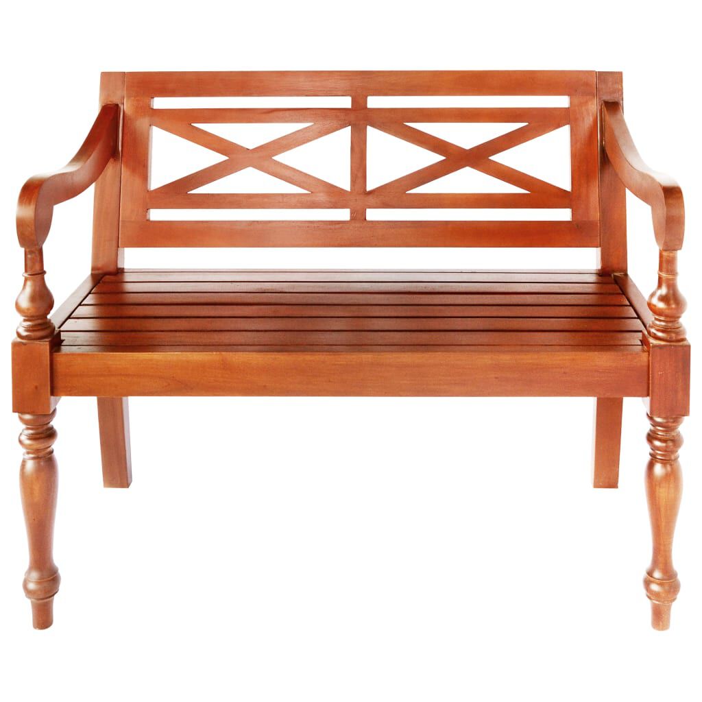 vidaXL Batavia Bench 98 cm Solid Mahogany Wood Dark Brown