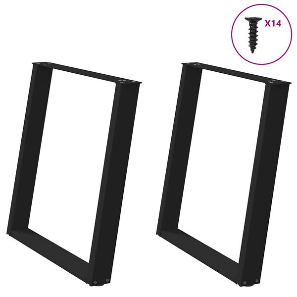 vidaXL Dining Table Legs U-Shaped 2 pcs Black 70x(72-73) cm Steel