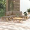 vidaXL 6 Piece Garden Lounge Set with Taupe Cushions Bamboo