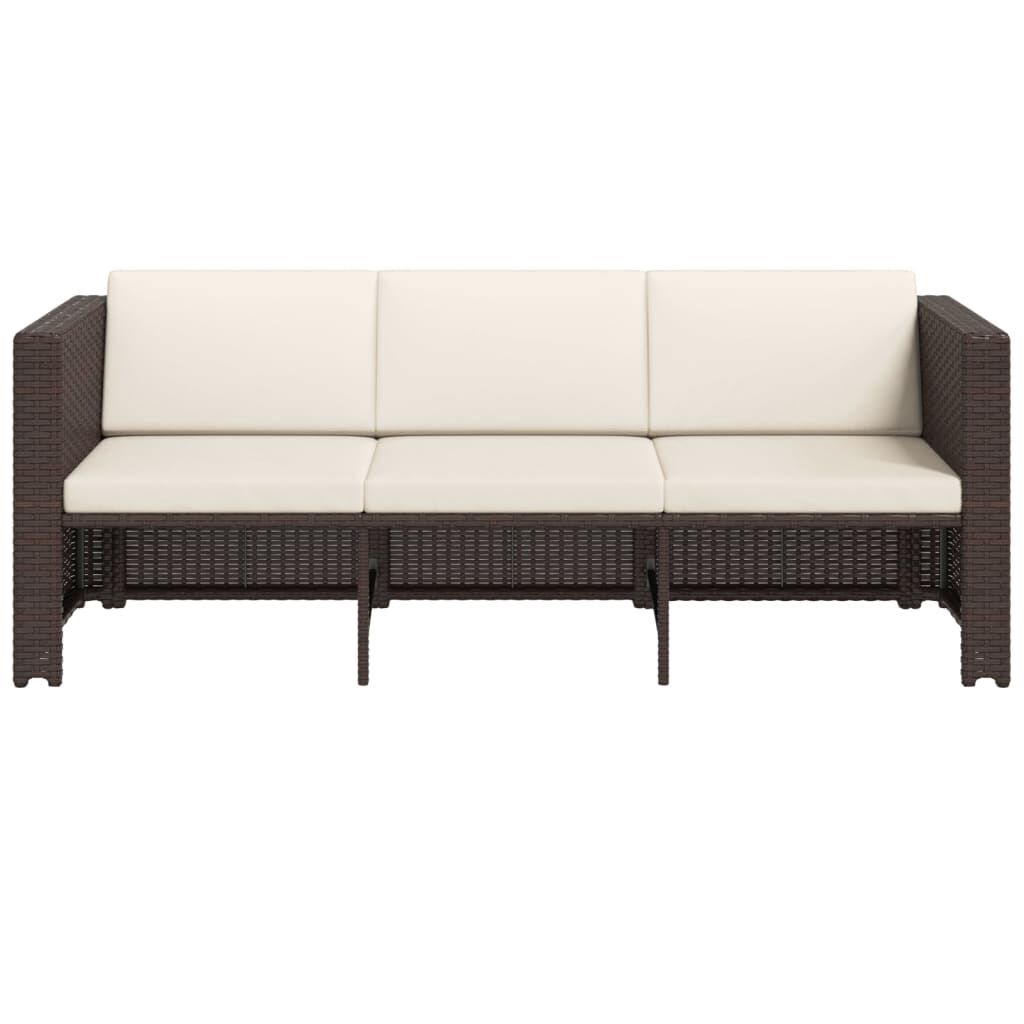 vidaXL 4 Piece Garden Lounge Set with Cushions Poly Rattan Brown