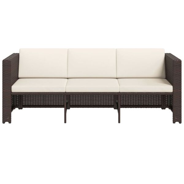 vidaXL 4 Piece Garden Lounge Set with Cushions Poly Rattan Brown