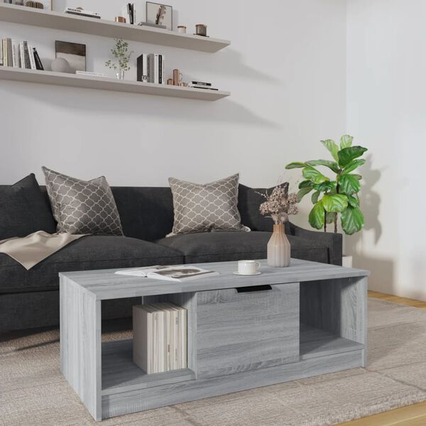 vidaXL Coffee Table Grey Sonoma 102x50x36 cm Engineered Wood