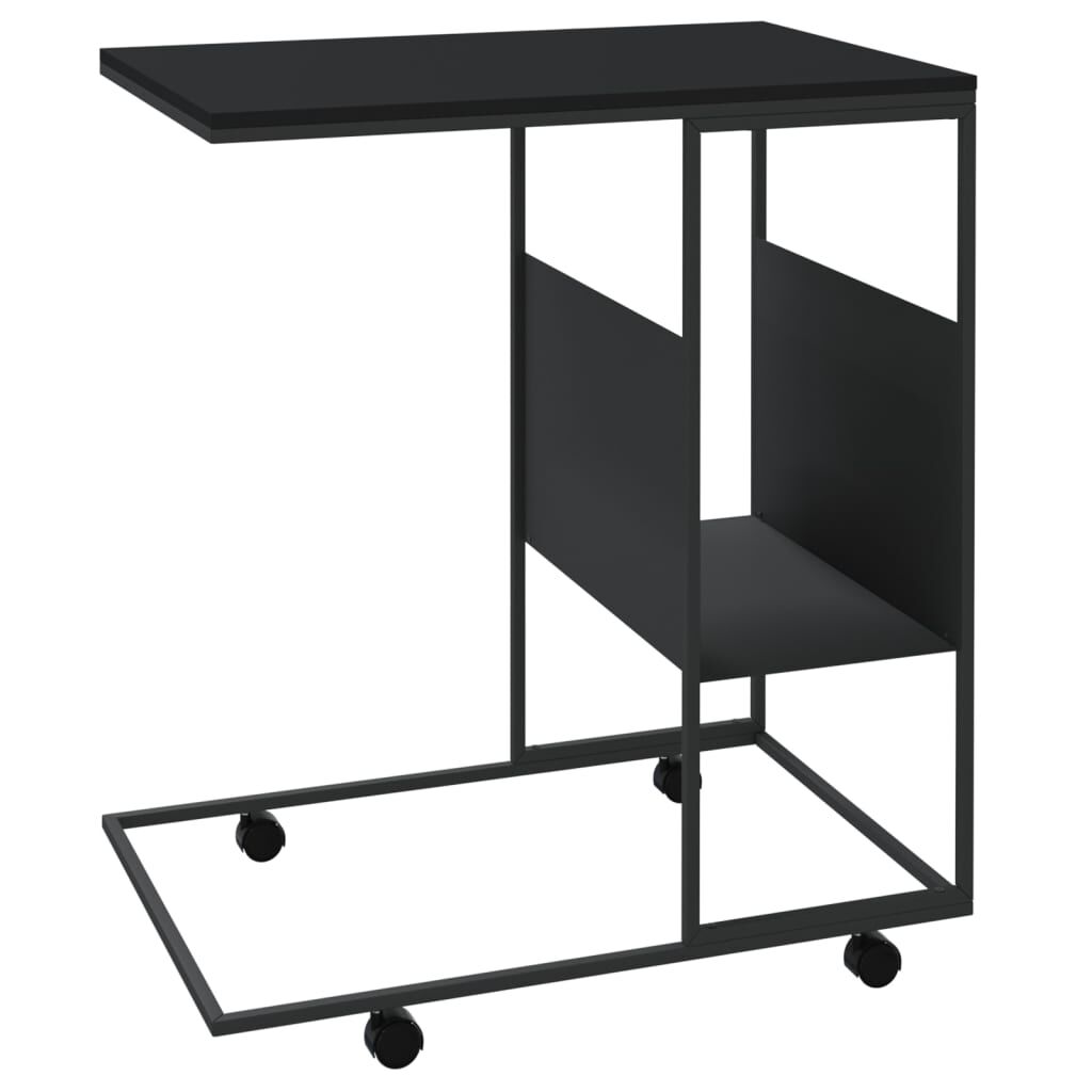 vidaXL Side Table with Wheels Black 55x36x63.5 cm Engineered Wood