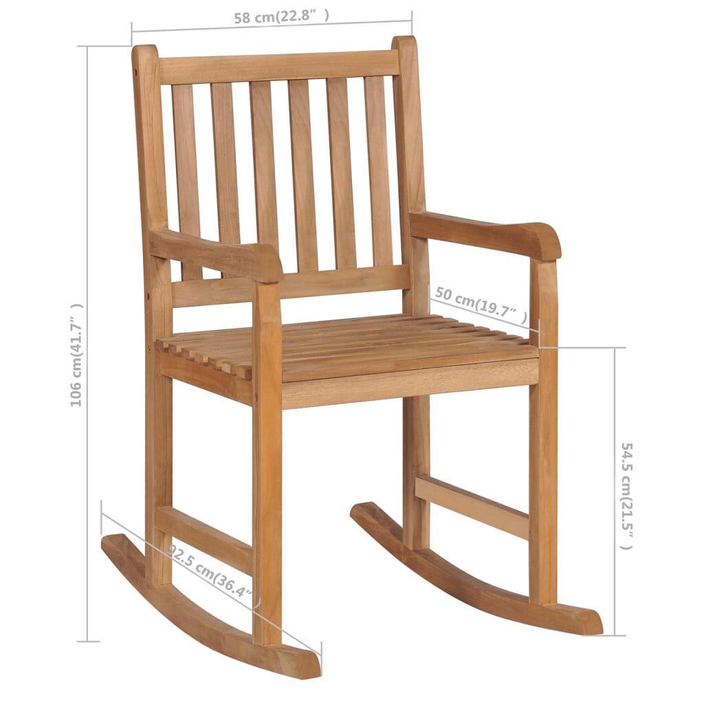 vidaXL Rocking Chair with Light Blue Cushion Solid Teak Wood