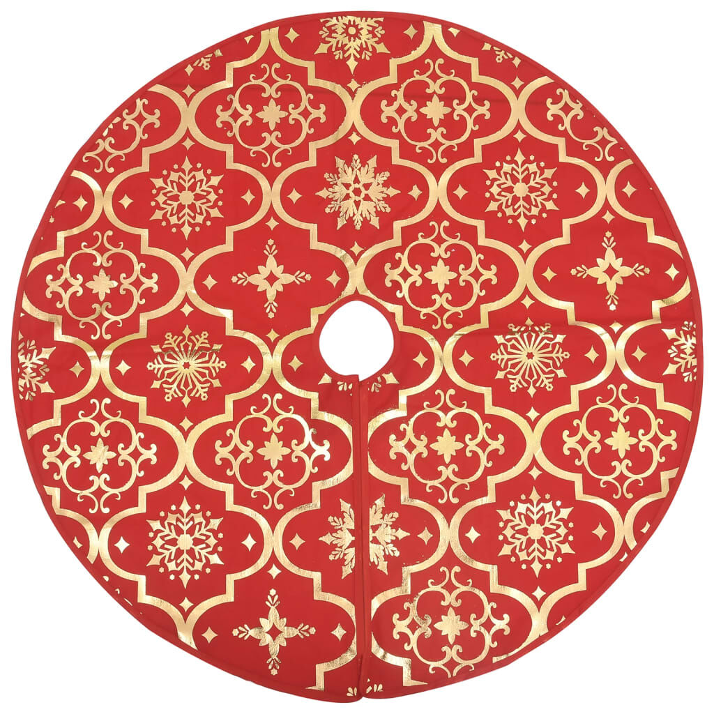 vidaXL Luxury Christmas Tree Skirt with Sock Red 90 cm Fabric
