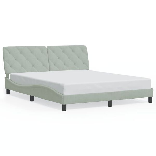 vidaXL Bed Frame without Mattress Light Grey 152x203 cm Queen Velvet