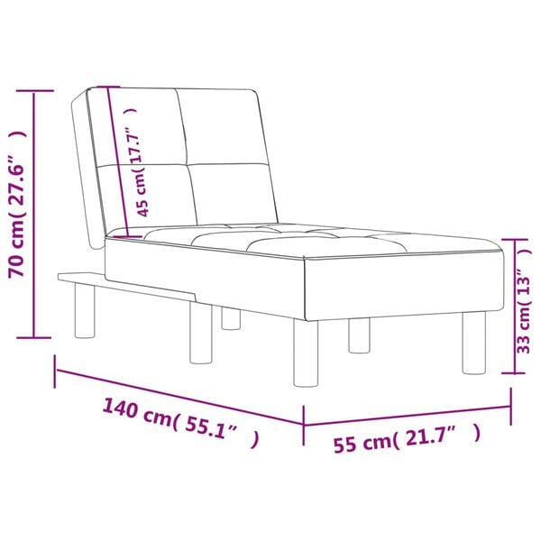 vidaXL Chaise Longue Grey Faux Leather