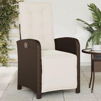 vidaXL Reclining Garden Chair with Footrest Brown Poly Rattan