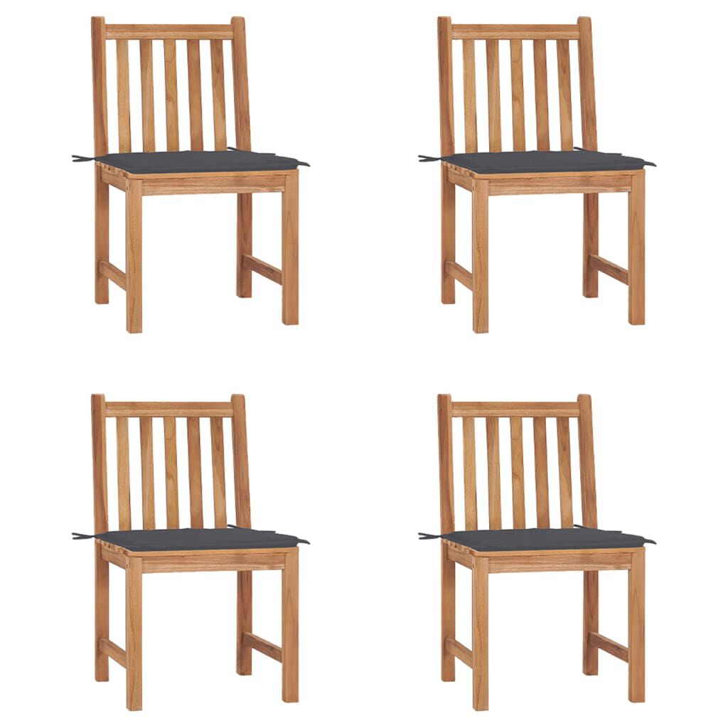 vidaXL Garden Chairs 4 pcs with Cushions Solid Teak Wood