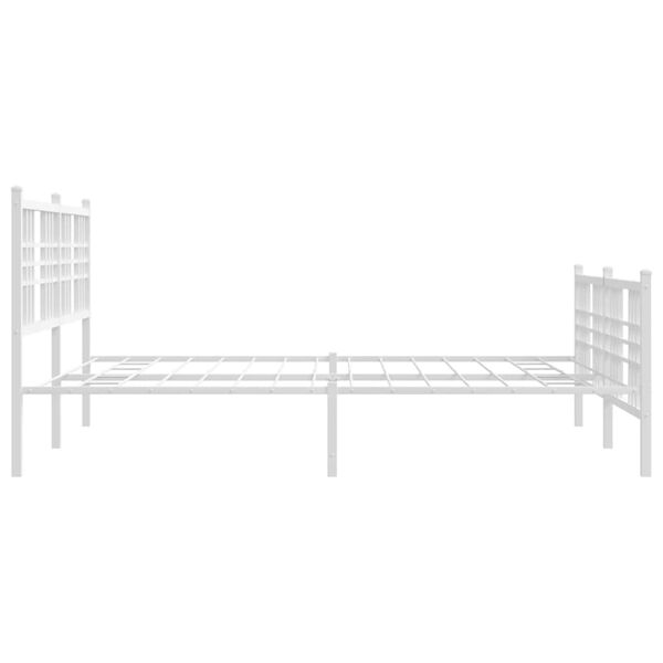 vidaXL Metal Bed Frame without Mattress with Footboard White 150x200cm