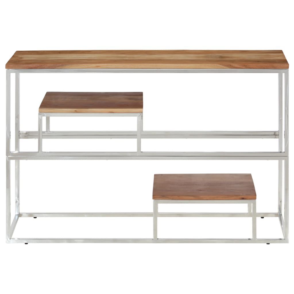 vidaXL Console Table Silver Stainless Steel and Solid Acacia Wood