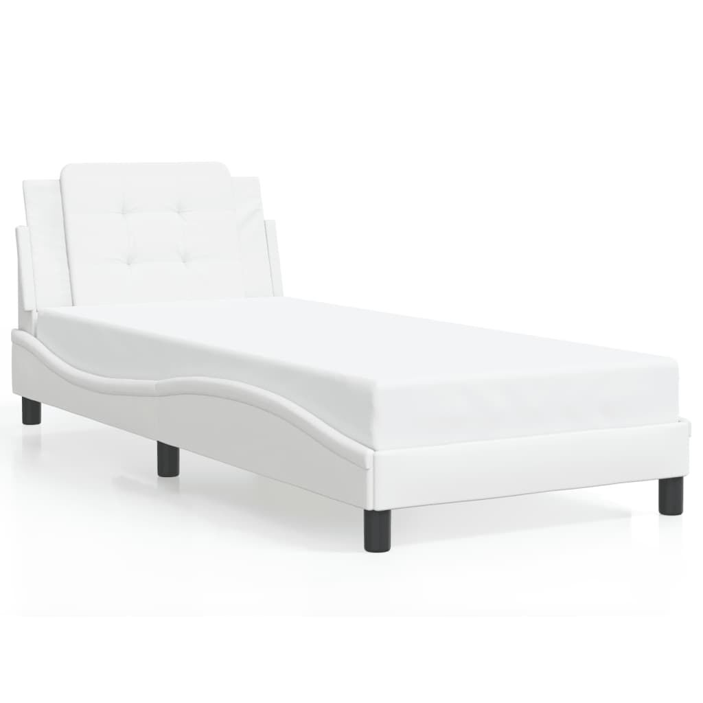 vidaXL Bed Frame with LED without Mattress White 100x203 cm