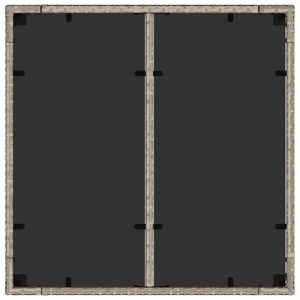 vidaXL Garden Table with Glass Top Light Grey 90x90x75 cm Poly Rattan