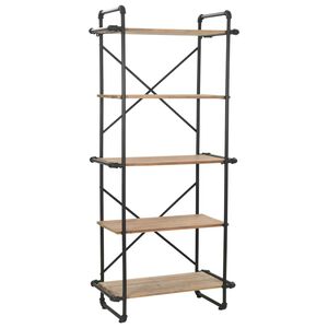 vidaXL Bookcase Solid Firwood and Steel 80x42x180 cm