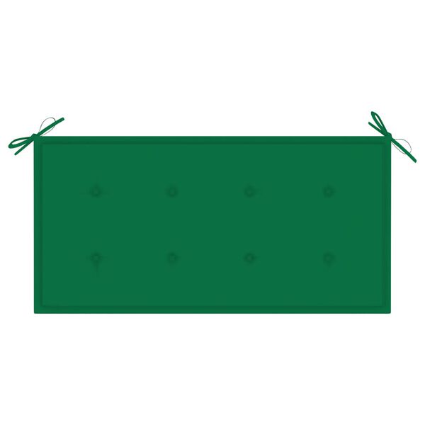 vidaXL Garden Bench with Green Cushion 112 cm Solid Teak Wood