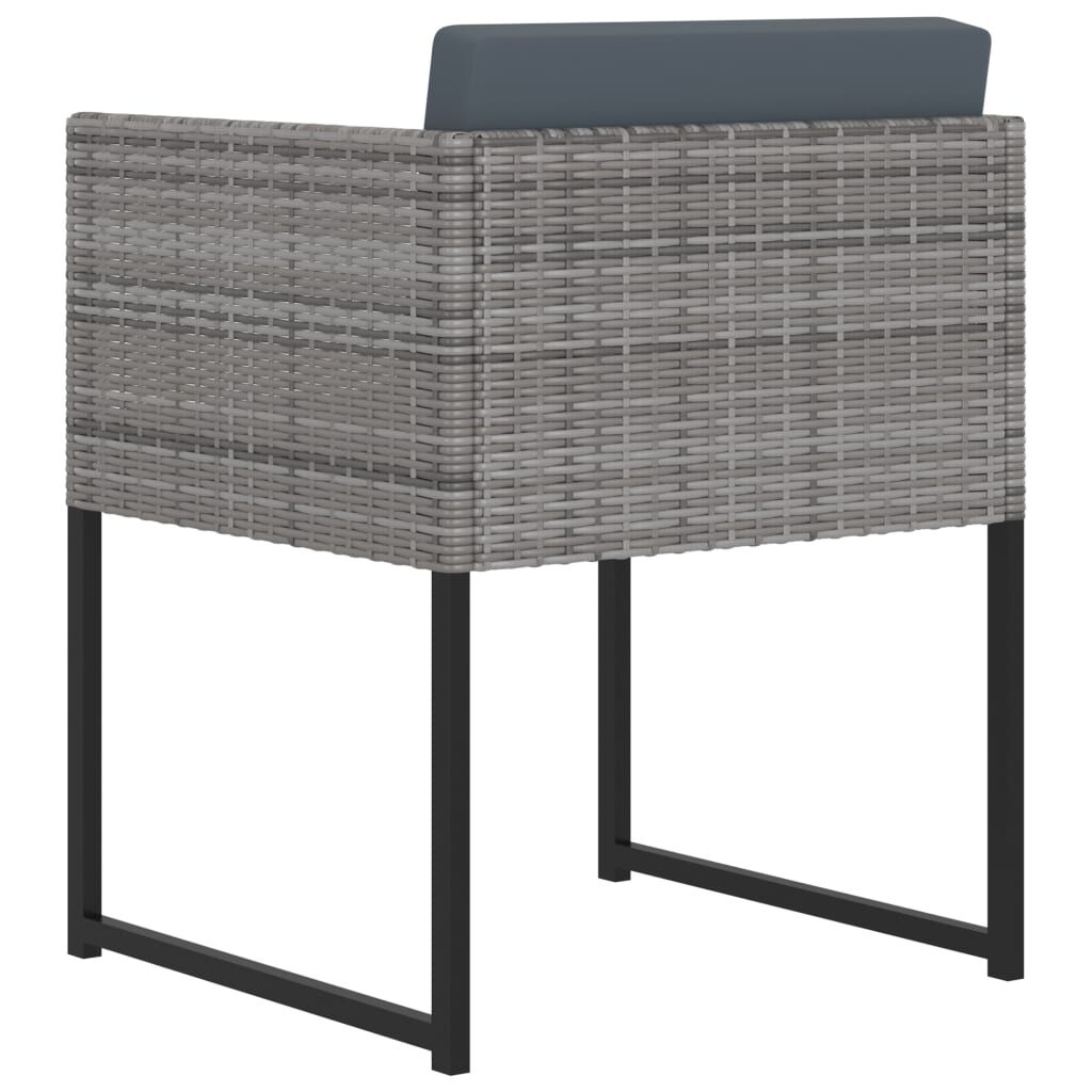 vidaXL 9 Piece Garden Dining Set with Cushions Poly Rattan Grey