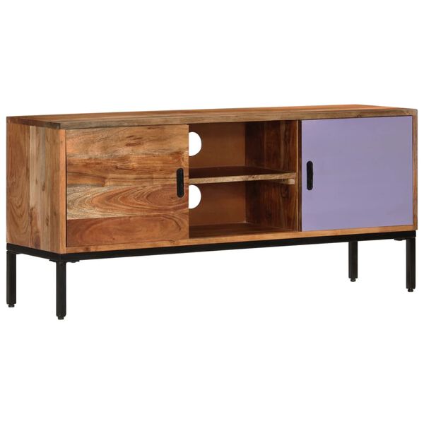 vidaXL TV Cabinet Honey Brown and Grey 110x30x50 cm Solid Wood Acacia