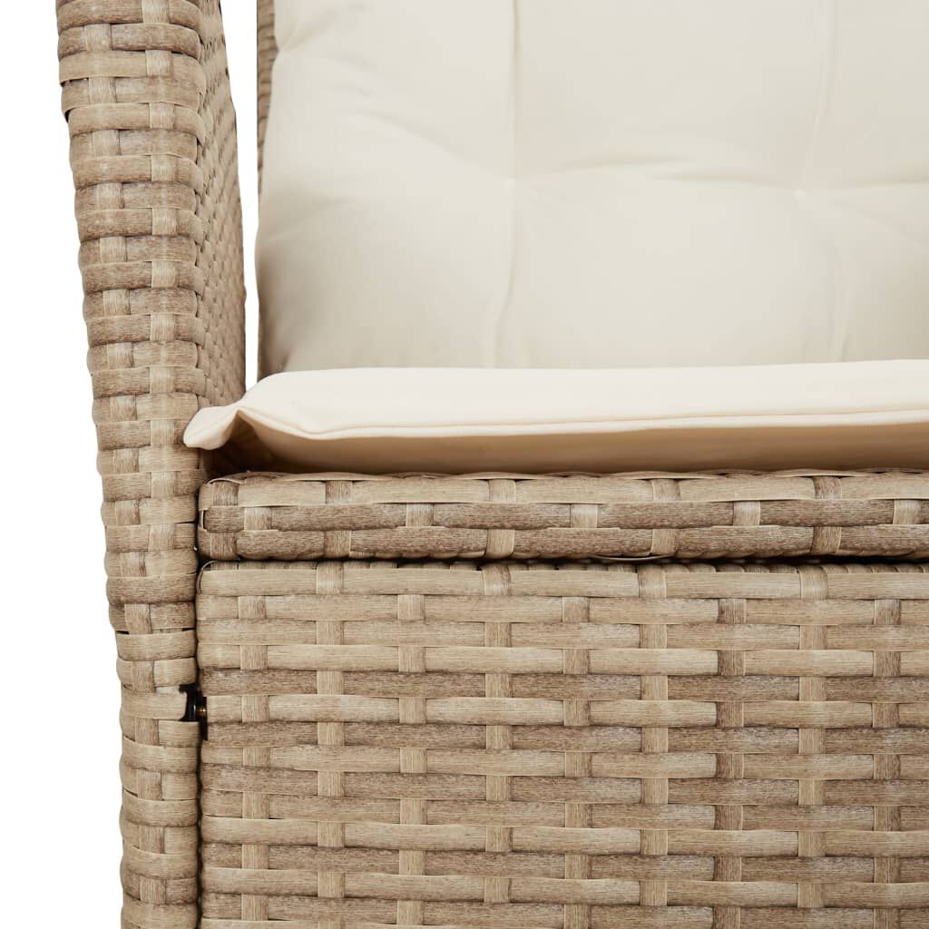 vidaXL 7 Piece Garden Dining Set with Cushions Beige Poly Rattan