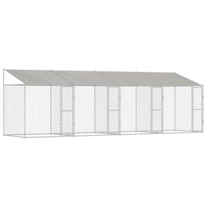 vidaXL Dog Cage with Roof Silver 800 x 200 x 258 cm Steel and PE