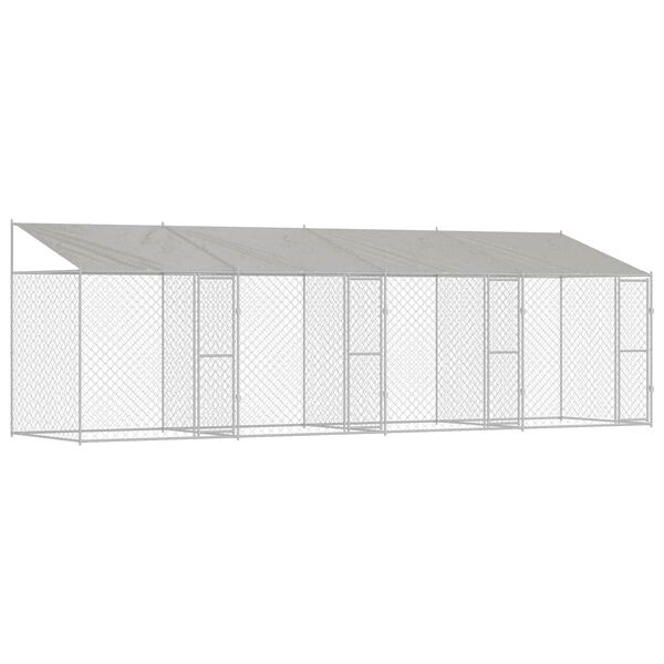 vidaXL Dog Cage with Roof Silver 800 x 200 x 256 cm Steel and PE
