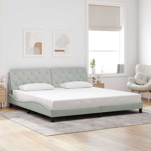 vidaXL Bed Frame with LED without Mattress Light Grey 193x203 cm Velvet