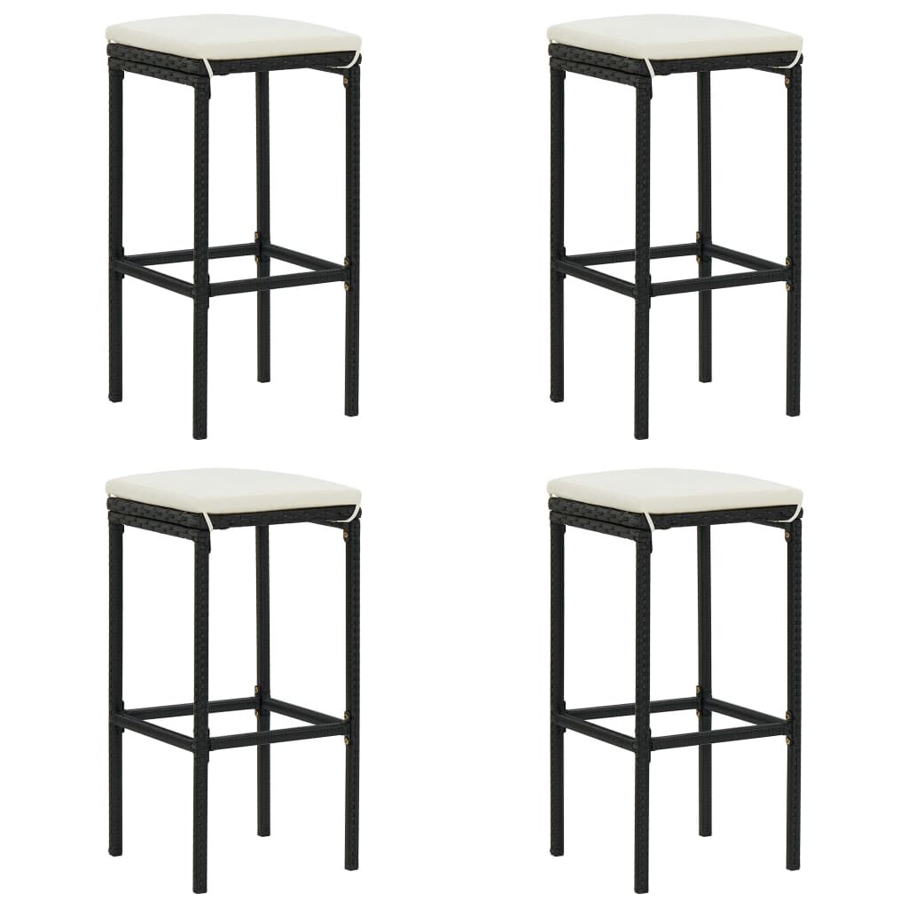 vidaXL 5 Piece Garden Bar Set with Cushions Black