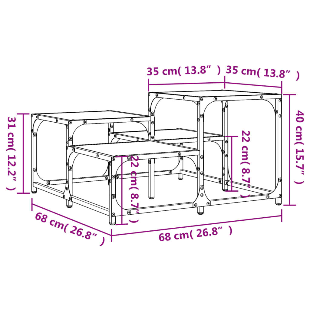 vidaXL Coffee Table Smoked Oak 68x68x40 cm Engineered Wood