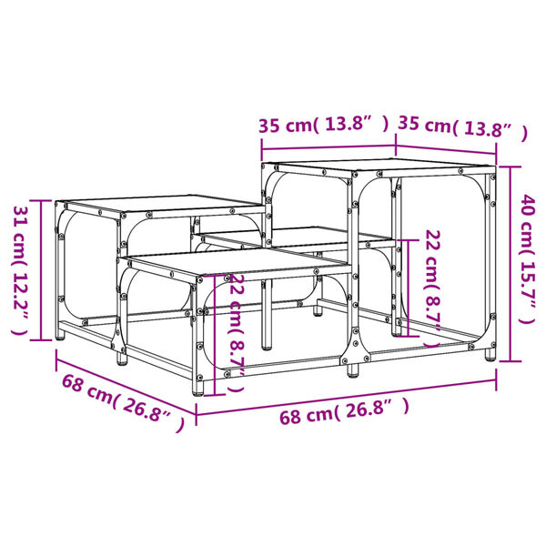 vidaXL Coffee Table Smoked Oak 68x68x40 cm Engineered Wood
