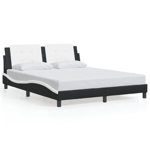 vidaXL Bed Frame without Mattress "Zadar" Black and White 152x203 cm Faux Leather