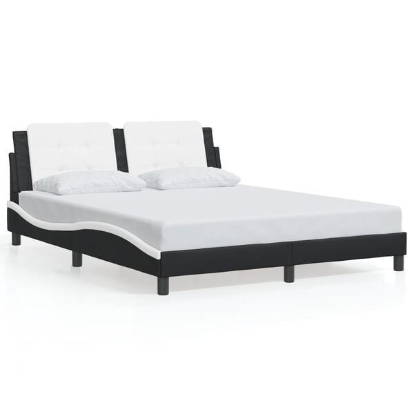 vidaXL Bed Frame without Mattress "Zadar" Black and White 152x203 cm Faux Leather