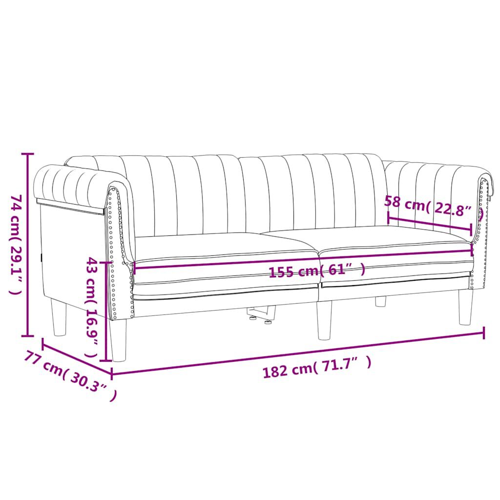 vidaXL Sofa 2-Seater Dark Green Velvet