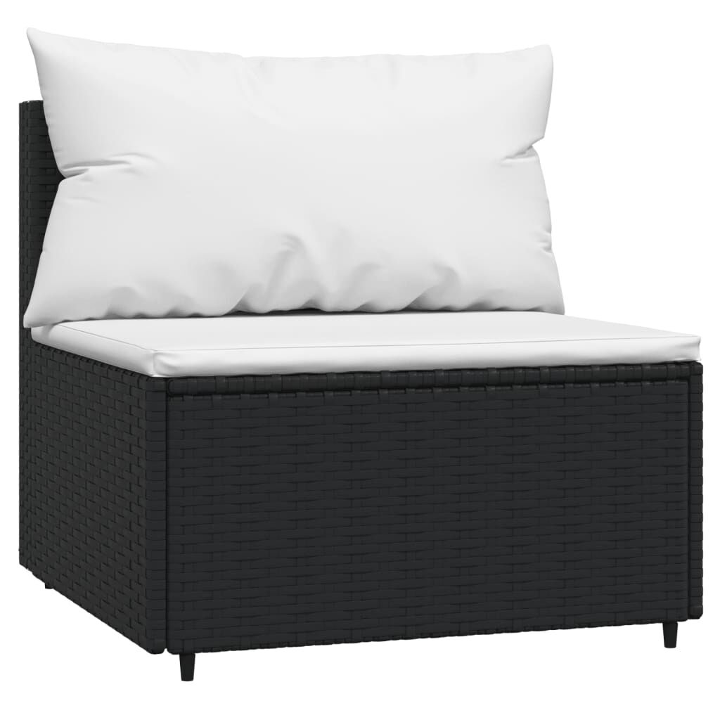 vidaXL 3 Piece Garden Lounge Set with Cushions Black Poly Rattan