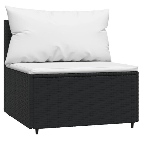 vidaXL 3 Piece Garden Lounge Set with Cushions Black Poly Rattan