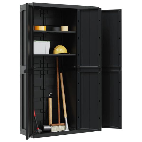 vidaXL Outdoor Storage Cabinet Black 97x37x165 cm PP