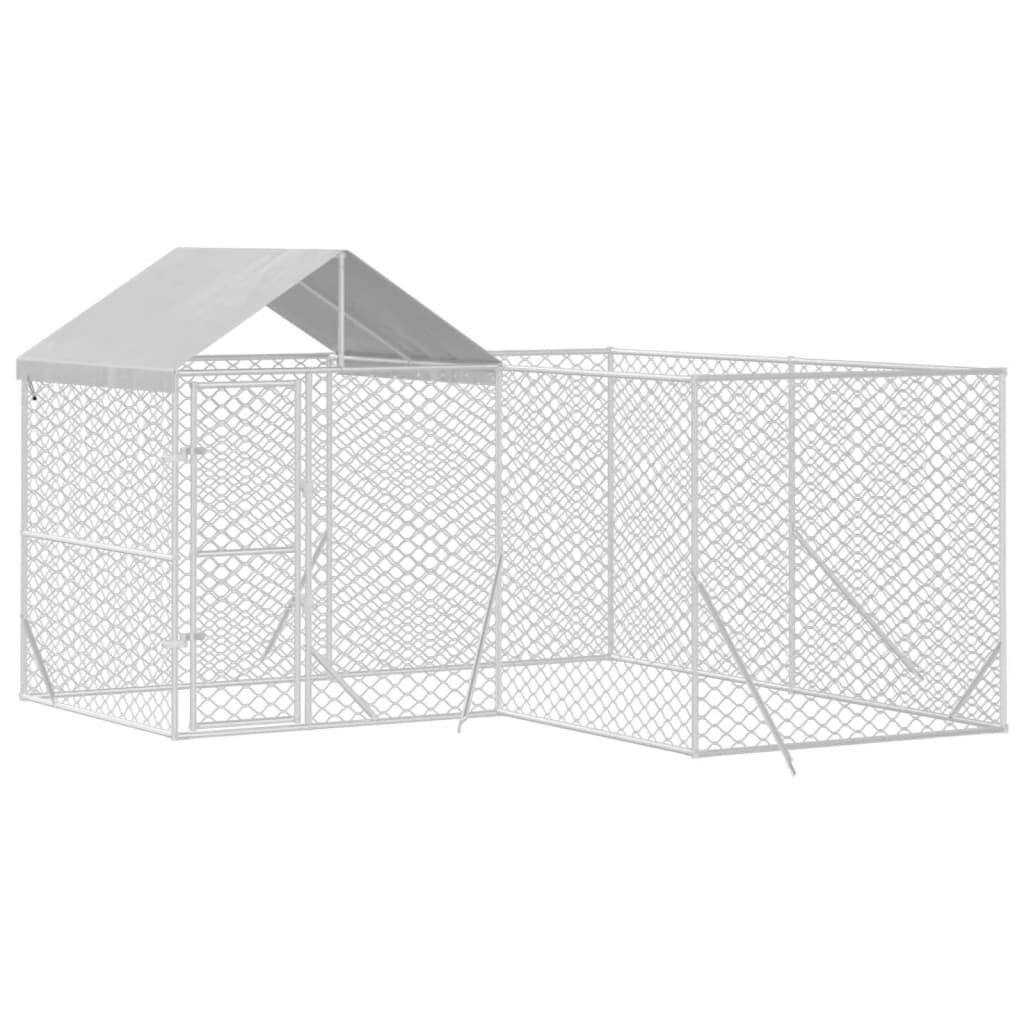 vidaXL Outdoor Dog Kennel with Roof Silver 4x4x2.5 m Galvanised Steel