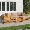 vidaXL 6 Piece Garden Lounge Set with Taupe Cushions Solid Wood