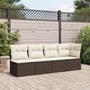 vidaXL Garden Sofa with Cushions 4-Seater Brown Poly Rattan