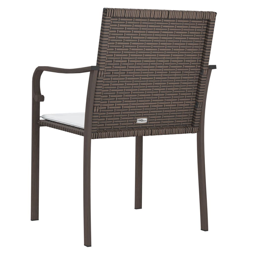 vidaXL Garden Chairs with Cushions 2 pcs Brown 56x59x84 cm Poly Rattan
