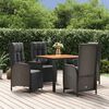vidaXL 5 Piece Garden Dining Set with Cushions Black Poly Rattan